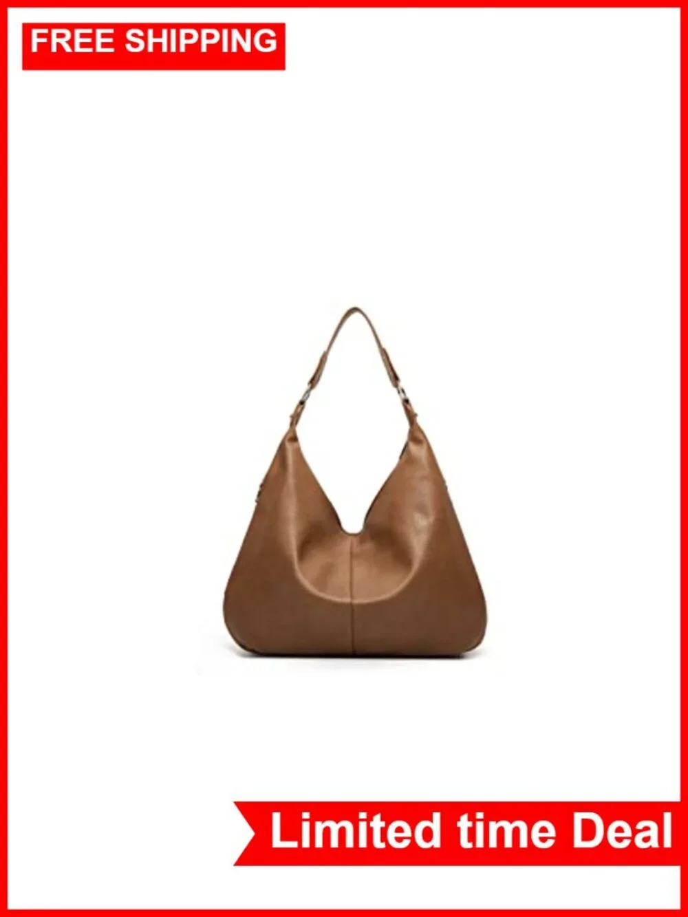 Hobo Bag for Women Soft Faux Leather Slouchy Shoulder Purse with Zipper